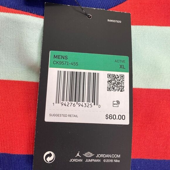 Nike Air Jordan Sport DNA HBR Striped Heavyweight Shirt CK9571-455 Men’s size XL - Picture 8 of 8